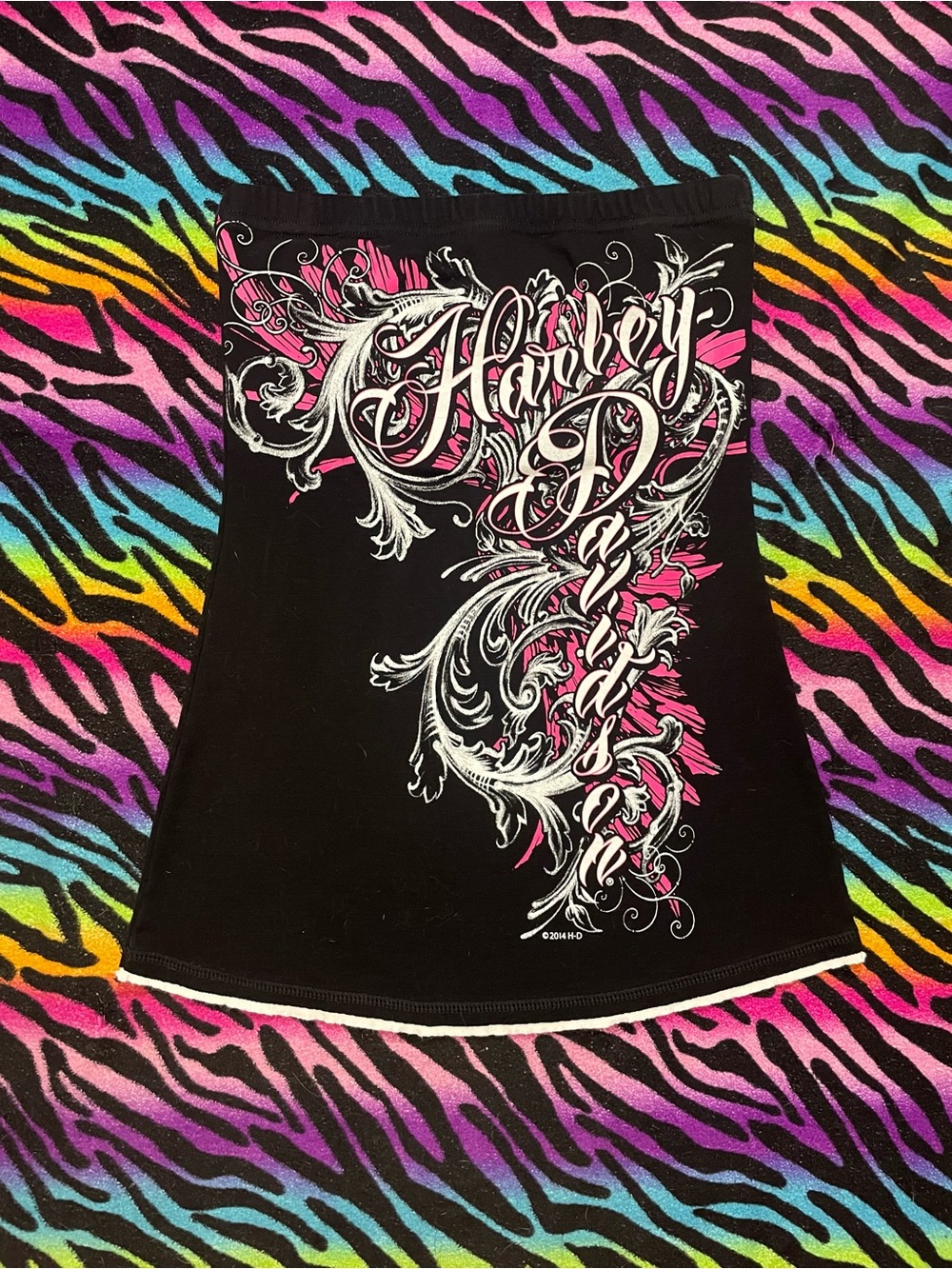 Vintage rare Y2K Harley Davidson Tube Top with Pink & White Graphic